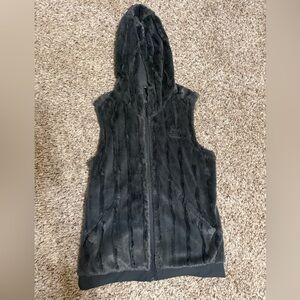 The North Face Black Faux Fur Vest with Logo